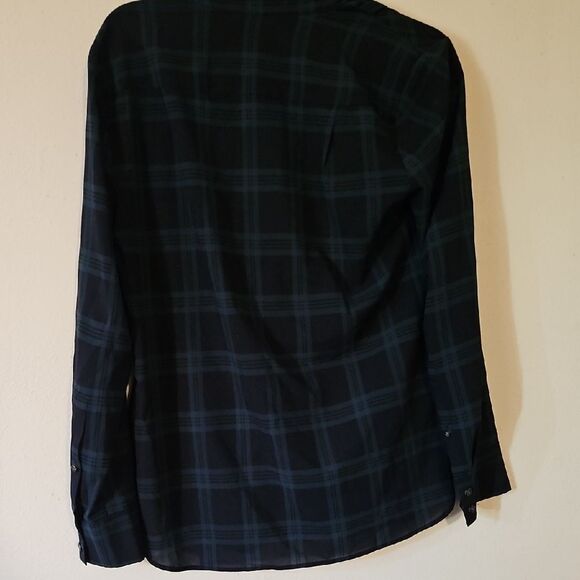 J. Crew Dark Plaid Blouse M - Picture 4 of 4